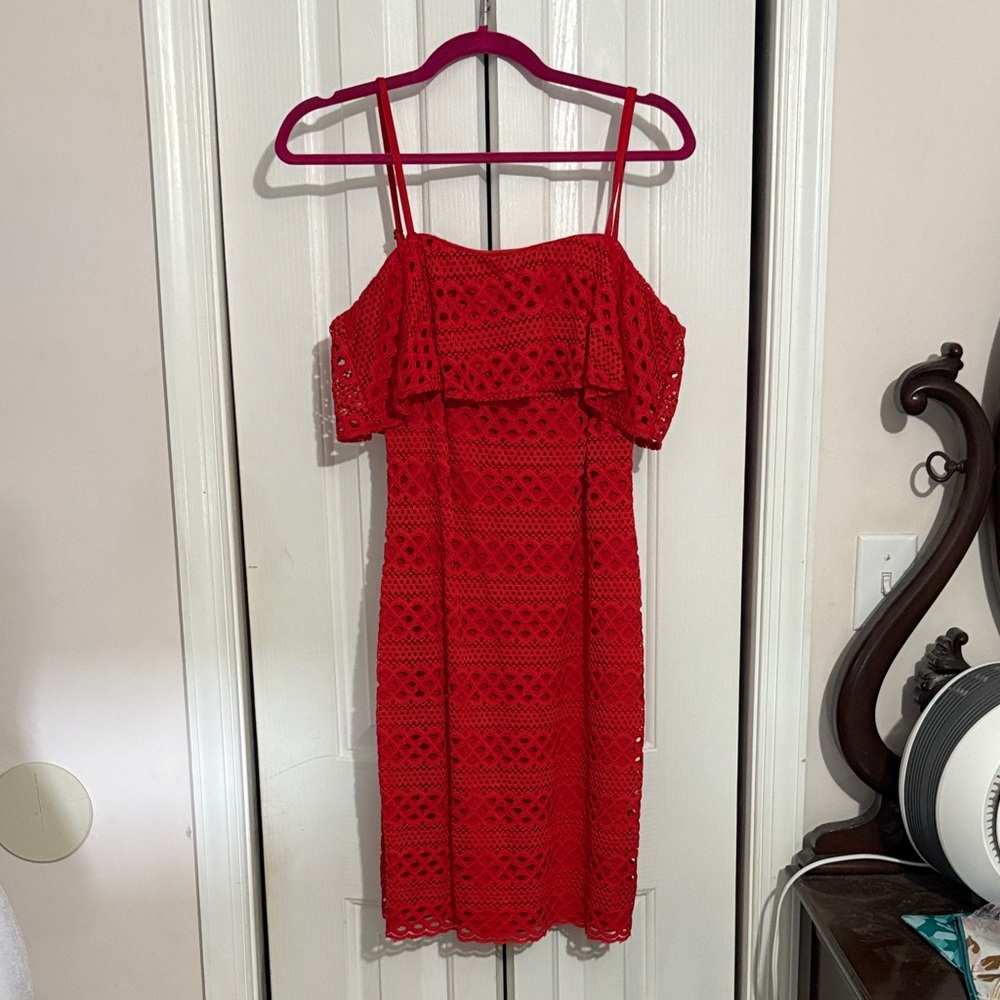 Guess Red Crochet Mini Dress